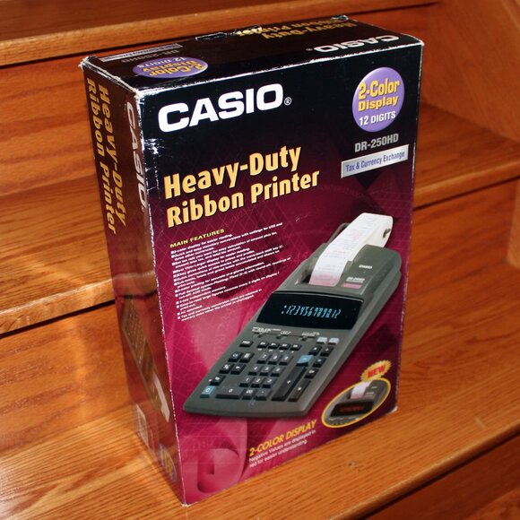 sealed CASIO DR-250HD 2-Colour Display Heavy Duty Ribbon Printing Calculator Tax - Picture 2 of 7